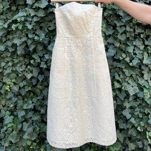 Sea New York Strapless Ivory Lace Midi Dress Pockets - NEW WITH TAGS - Size 2